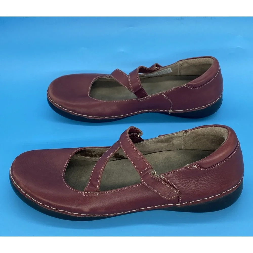 Vionic Judith Mary Jane Flats Shoes Womens US 7.5 Burgundy Leather Orthaheel